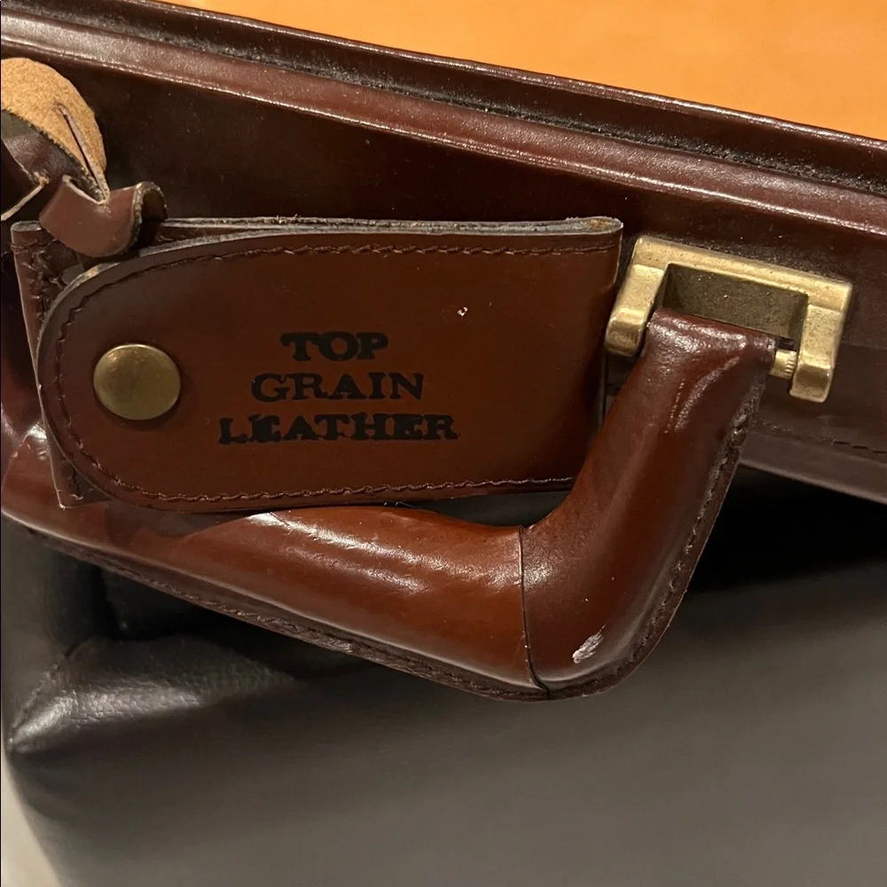 Vintage Leather Attaché Briefcase, Lined, Franzem Combination Lock, 1980s Case